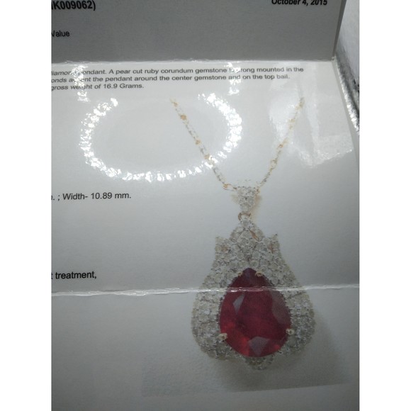 14kt Diamond Ruby Pendant with Necklace appraisal - Picture 8 of 8